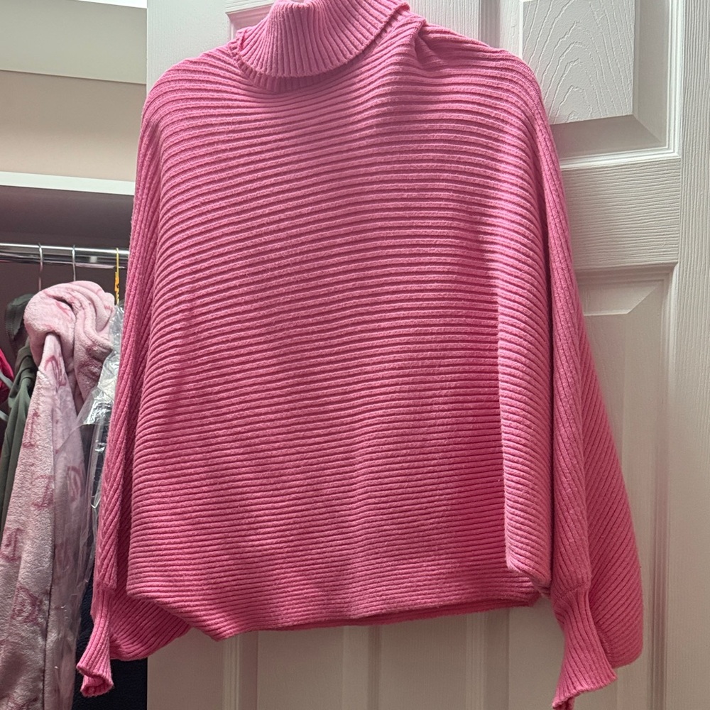 Zara Fuchsia Ribbed Cowl Neck Sweater